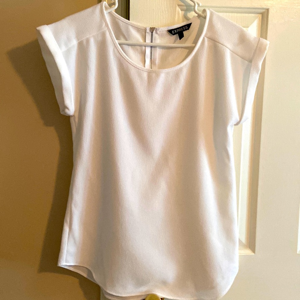 Express white shirt, zipper back